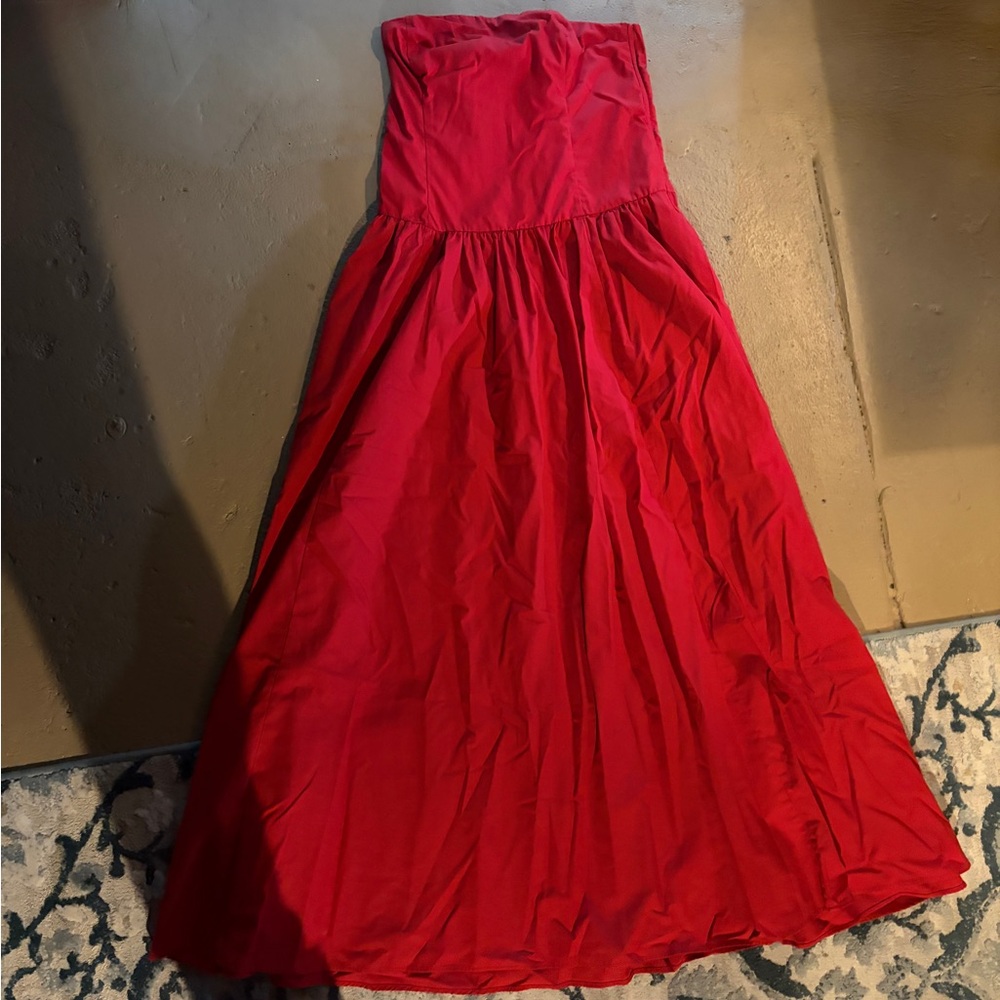 Abercrombie and Fitch Red Drop Waist Strapless Dress